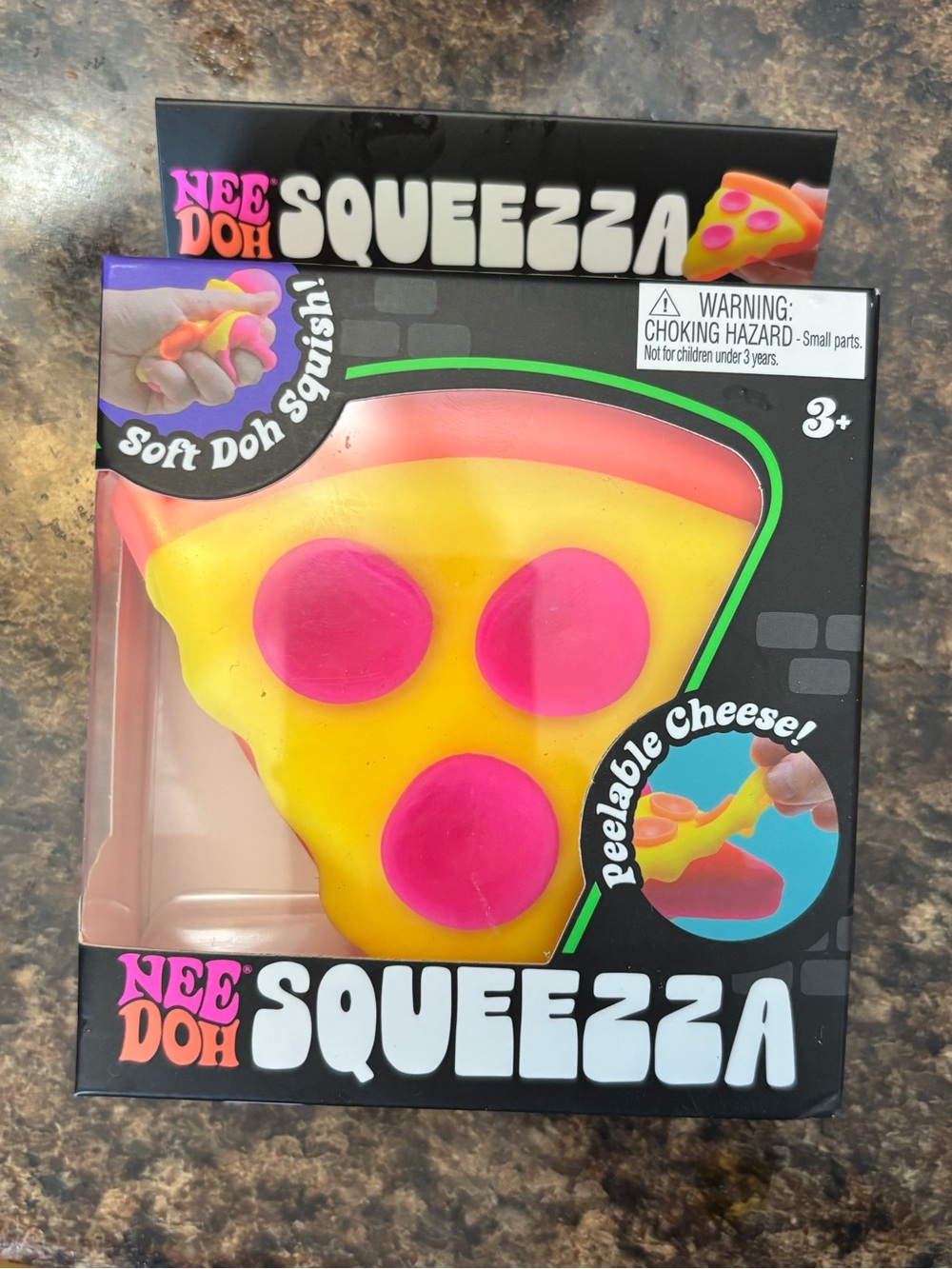 Nee Doh Squeezza Pizza Squishy Toy - Yellow & Pink